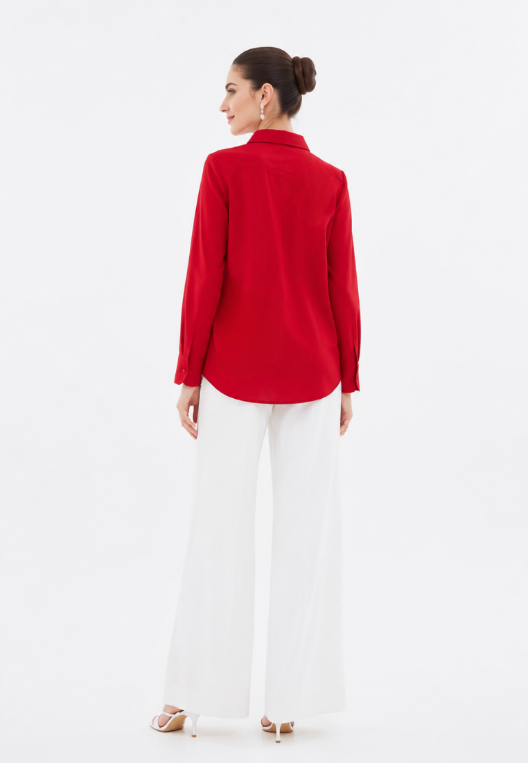 Valeria Embroidery Shirt | Red