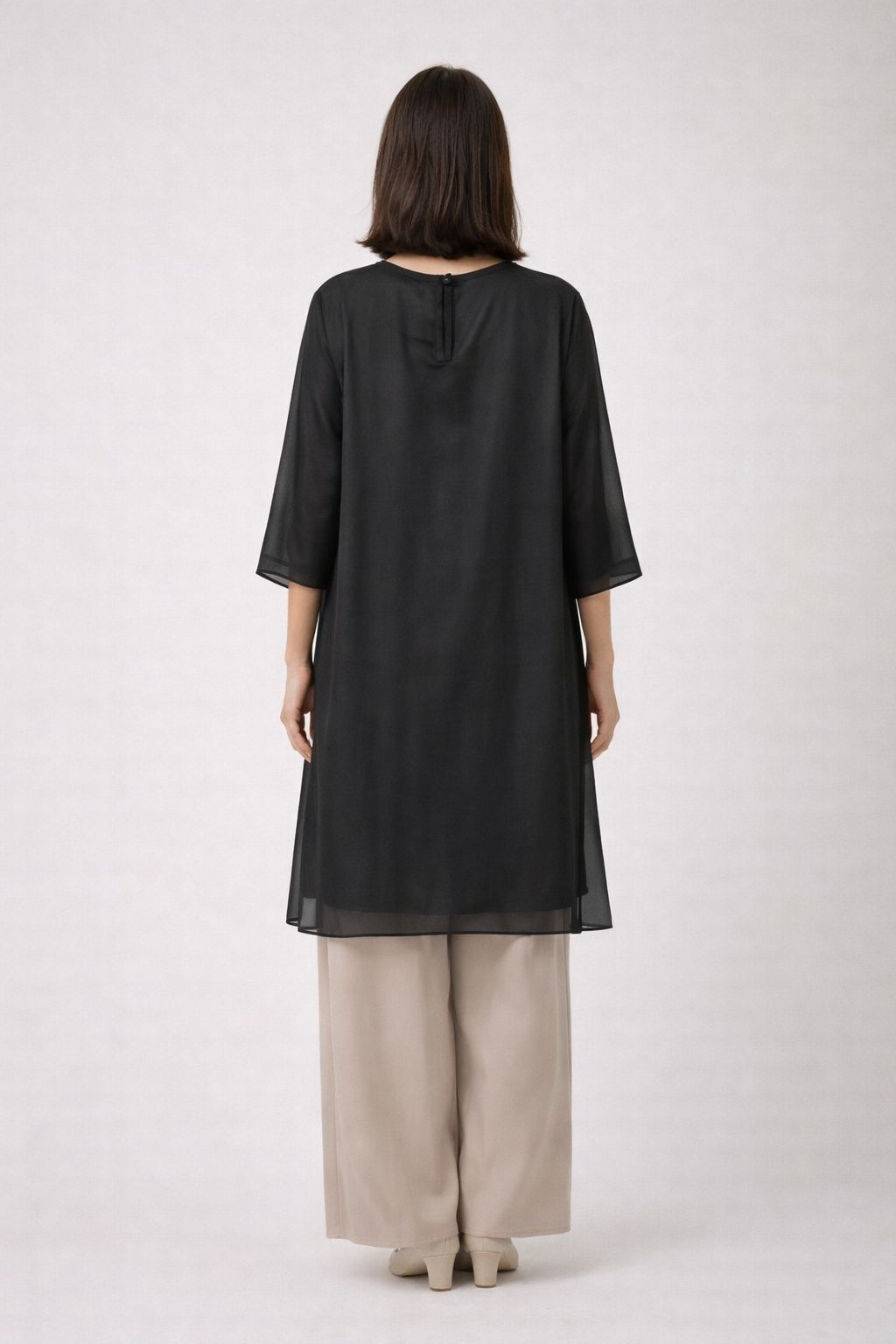 Floney Floral Abstract Chiffon Tunic | Black
