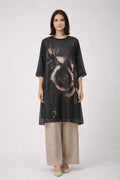Floney Floral Abstract Chiffon Tunic | Black