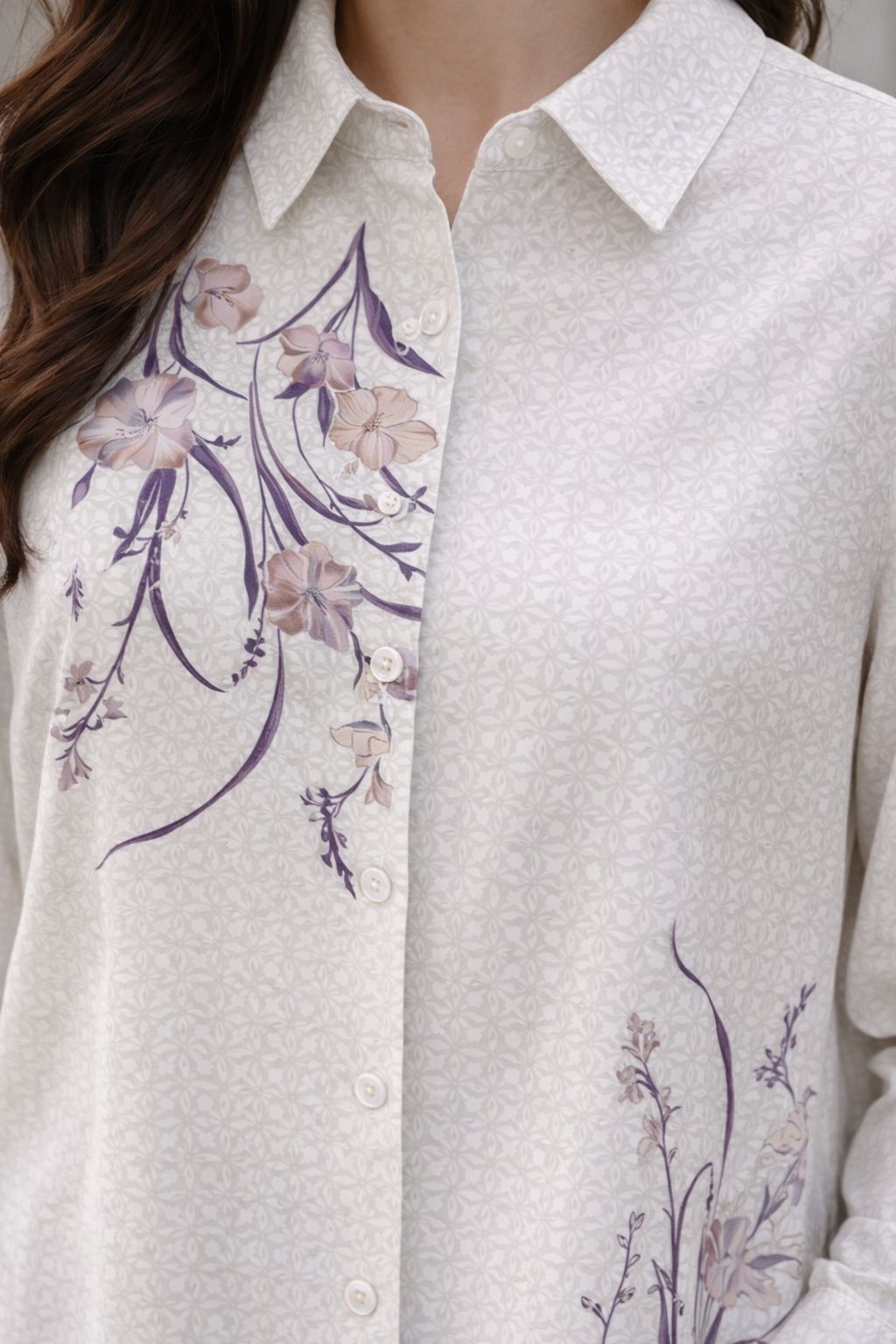 Sonya Monogram Shirt With Floral | White